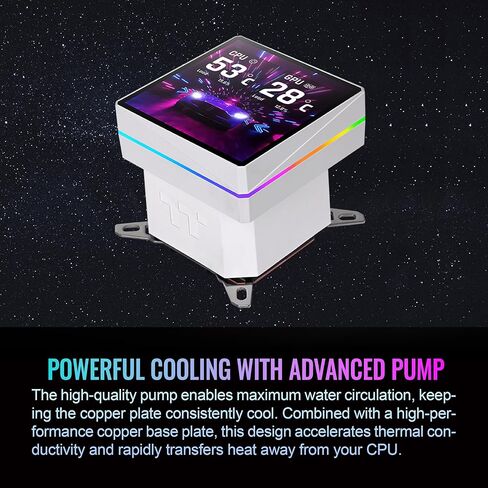 Thermaltake TH360 V3 Ultra ARGB CPU Liquid Cooler; Intel/AMD; 1x360mm 500~2500rpm Single Frame ARGB Fan; 3.95" TFT 720x720p LCD; Rotatable Pump Head; TT LCD Screen Control; Snow; CL-W476-PL12SW-A in Saudi Arabia