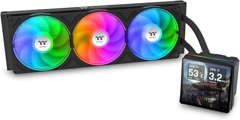 مبرد سائل لوحدة المعالجة المركزية Thermaltake TH360 V3 Ultra ARGB؛ إنتل / أيه إم دي؛ 1 × 360 مم 500 ~ 2500 دورة في الدقيقة مروحة ARGB ذات إطار واحد؛ شاشة LCD مقاس 3.95 بوصة TFT 720x720p؛ رأس مضخة قابل للدوران؛ التحكم في شاشة LCD TT؛ أسود؛ CL-W474-PL12SW-A in Saudi Arabia