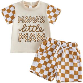 Tsultryofs Toddler Baby Boy Summer Clothes Letter Graphic Print Short Sleeve T-Shirt Tops and Shorts 6 12 18 24M 2 3T Set in Kuwait