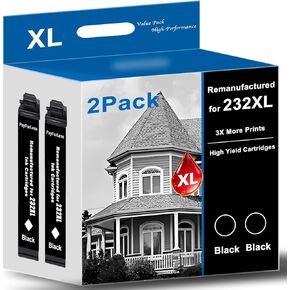 Remanufactured 232XL Ink Cartridges Replacement for Epson 232 Ink Cartridges Black ink Cartridge work with WorkForce WF-2930 WF-2950 Expression Home XP-4200 XP-4205 Printers WorkForce 2950 ink(2 Pack) in Kuwait