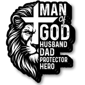 (3Pcs) Man of God Sticker for Men Husband Dad Protector Hero Christian Vinyl Decal for Trucks Laptops Phone Kindle Toolboxes - Inspirational Father's Day & Birthday Gift 3 Inch in Kuwait
