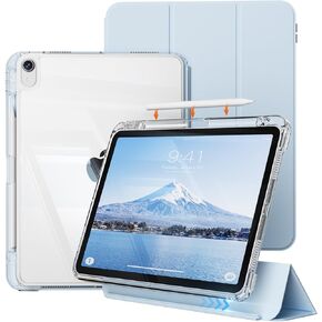 حافظة هجينة لجهاز (A16) الجيل الحادي عشر 11 بوصة 2025، آيباد الجيل العاشر 10.9 بوصة 2022 مع حامل أقلام، غطاء منزلق ثلاثي الطي 2 في 1 قابل للفصل مع غطاء خلفي صلب شفاف، أبيض كريمي in Kuwait