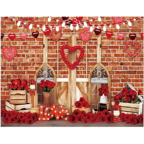 YYNXSY 7X5FT Valentine's Day Brick Wall Background Valentine backdrops for Photography Heart-Shaped Pendant, red Rose Photo Banner YY-5026 in Saudi Arabia