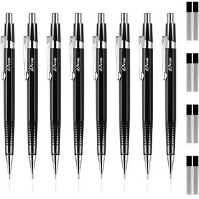 8 قطع من أقلام الرصاص الميكانيكية الميكانيكية المعدنية الميكانيكية القابلة للسحب لقطع غيار الحبر لتوقيع الكتابة (أسود، 0.5 مم) in Kuwait