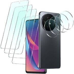 [4+4 Pack] For TCL 50 XL 5G Tempered Glass Screen Protector With TCL 50 XL Camera Lens Protector, TCL 50XL [HD Glass] Anti-fingerprint [9H Hardness Shatter Resistant] NO Bubble Case Friendly in Saudi Arabia
