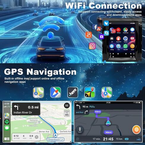[4+64GB] 9.7" Car Stereo Radio for Cadillac Escalade/SLS 2007 2008 2009 2010 2011 2012 2013 2014 with Carplay Android Auto, w/Bluetooth Touch Screen WiFi FM RDS GPS SWC+AHD Backup Camera in Kuwait