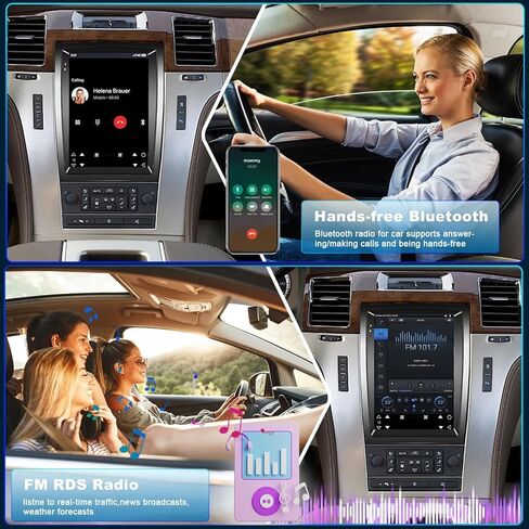 [4+64GB] 9.7" Car Stereo Radio for Cadillac Escalade/SLS 2007 2008 2009 2010 2011 2012 2013 2014 with Carplay Android Auto, w/Bluetooth Touch Screen WiFi FM RDS GPS SWC+AHD Backup Camera in Kuwait