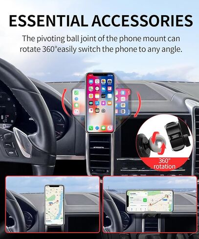 حامل هاتف السيارة لملحقات بورش كايين 2010-2015، حامل هاتف يدور 360 درجة متوافق مع MagSafe، حامل الهاتف الخلوي لا يؤثر على فتحة الهواء in Saudi Arabia