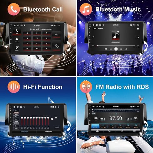 [2G+64G] راديو سيارة Honda Civic 2016-2021 Android Car Stereo Carplay Wireless Android Auto، شاشة لمس Hodozzy 9 بوصة مع GPS/WiFi/Bluetooth، FM RDS، وصلة مرآة، كاميرا احتياطية in Saudi Arabia