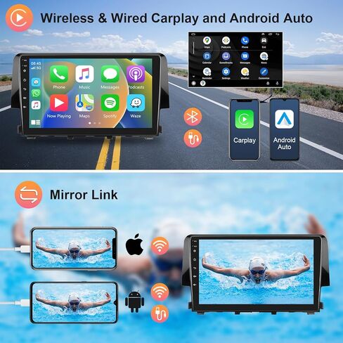 [2G+64G] راديو سيارة Honda Civic 2016-2021 Android Car Stereo Carplay Wireless Android Auto، شاشة لمس Hodozzy 9 بوصة مع GPS/WiFi/Bluetooth، FM RDS، وصلة مرآة، كاميرا احتياطية in Saudi Arabia