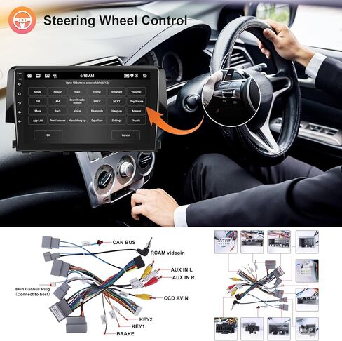 [2G+64G] راديو سيارة Honda Civic 2016-2021 Android Car Stereo Carplay Wireless Android Auto، شاشة لمس Hodozzy 9 بوصة مع GPS/WiFi/Bluetooth، FM RDS، وصلة مرآة، كاميرا احتياطية in Saudi Arabia