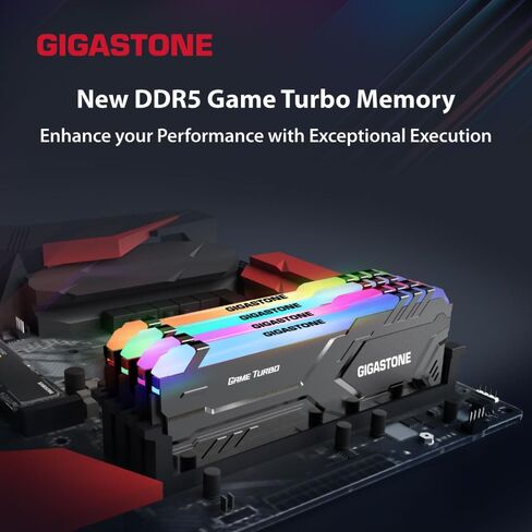 【RGB DDR5 RAM】 GIGASTONE Game Turbo 32GB Kit (2x16GB) DDR5 6000MHz PC5-48000 CL40-40-40-76 Intel XMP 3.0 AMD Expo 1.3V UDIMM 288 Pin Unbuffered Non ECC High Performance Gaming Desktop Memory - Black in Saudi Arabia