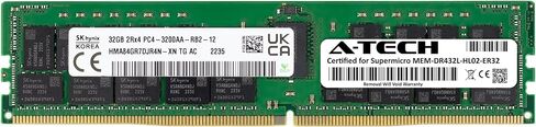 استبدال ذاكرة الوصول العشوائي A-Tech بسعة 32 جيجابايت لـ Supermicro MEM-DR432L-HL02-ER32 | DDR4 3200MHz PC4-25600 ECC RDIMM 2Rx4 1.2V 288-Pin وحدة ذاكرة DIMM مسجلة HMA84GR7DJR4N-XN in Kuwait