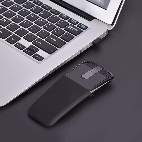 ماوس يونسيتي قابل للطي يعمل باللمس، جهاز استقبال USB للكمبيوتر المحمول، مظهر أنيق، مصمم هندسيًا (أسود) in Kuwait