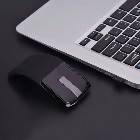 ماوس يونسيتي قابل للطي يعمل باللمس، جهاز استقبال USB للكمبيوتر المحمول، مظهر أنيق، مصمم هندسيًا (أسود) in Kuwait