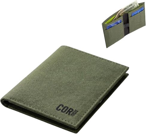 محفظة COR Surf Minimalist ثنائية الطي للرجال مع خاصية حجب RFID، إغلاق مغناطيسي، مقاومة للماء، مصنوعة من مواد معاد تدويرها، أسود (أسود) in Kuwait