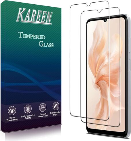 واقي شاشة KAREEN مكون من قطعتين لـ Cricket Icon 6 / AT&T Verge من الزجاج المقوى، صلابة 9H، مضاد للخدش، خالٍ من الفقاعات، سهل التركيب in Saudi Arabia