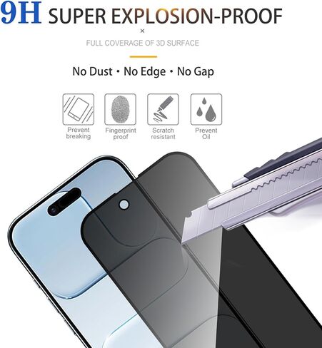 3 Pack Privacy Screen Protector for iPhone 17 Air [Anti-Spy Tempered Glass], Ultra HD, Anti-Scratch, Bubble-Free, Easy Install 9H Protective Glass for iPhone 17 Air in Saudi Arabia