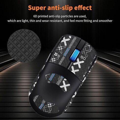 شريط قبضة الماوس تغطية كاملة لجهاز ASUS ROG Harpe II Ace، مجموعة ترقية الفئران الاحترافية ذاتية اللصق ومقاومة للعرق، زلاجات أقدام الماوس (وسادة قدم + شريط قبضة ماوس أسود) in Saudi Arabia