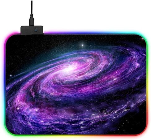 RGB Galaxy Night Sky Gaming Mouse Pad Large Color LED Lighting Wired USB 13.8 x 9.8 Inches Table Mat for Gamer in Saudi Arabia