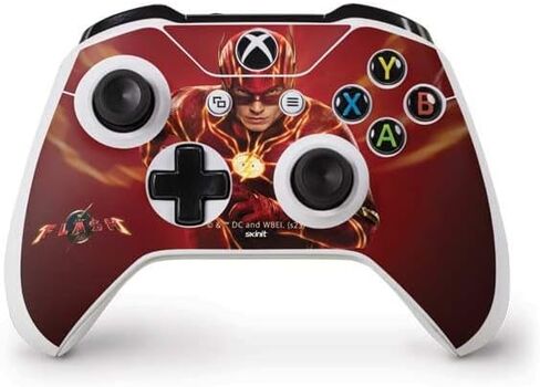 غلاف Skinit المخصص للألعاب متوافق مع وحدة تحكم Xbox One S - مرخص رسميًا من Warner Bros The Flash Movie: The Fastest Man Alive Design in Kuwait