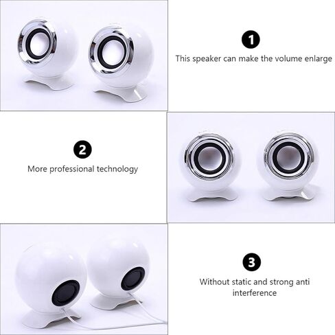 Uonlytech USB مكبر صوت صغير للكمبيوتر المحمول مع غشاء جهير، مكبر صوت أبيض مدمج 2.0 قناة لاستخدام الكمبيوتر المحمول المكتبي in Saudi Arabia