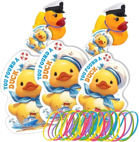 Duck Tags, Cruising Rubber Duck Tags, Duck Tags for Cruising, ConQuackulations 35 Pack, 3.5 x 2.3 inche, Ducking Games Card - with Round Hole and Rubber Bands in Kuwait