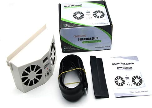 Uonlytech Solar Dual Ventilation Fan for Car Front Rear Window Rechargeable Solar and Battery Powered Vehicle Cooler with LCD Temperature Display Compact Cooling System for Trucks Boats in Saudi Arabia