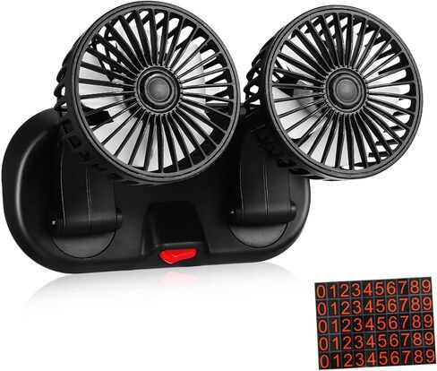 Lurrose Dual Head Car Cooling Fan USB Powered Speed Portable Dashboard Fan with Rotatable Design for Sedan Suv Truck Interior in Saudi Arabia