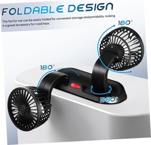 Lurrose Dual Head Car Cooling Fan USB Powered Speed Portable Dashboard Fan with Rotatable Design for Sedan Suv Truck Interior in Saudi Arabia