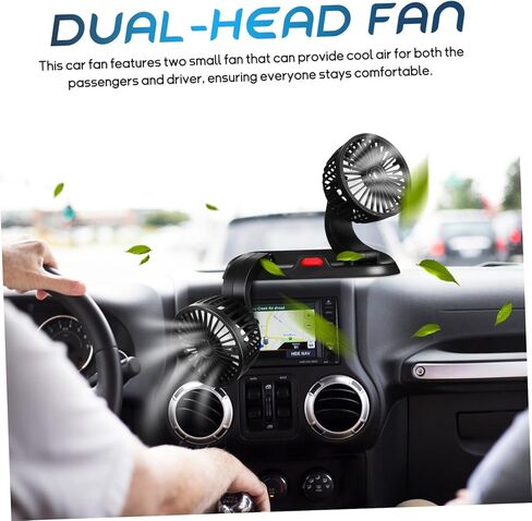 Lurrose Dual Head Car Cooling Fan USB Powered Speed Portable Dashboard Fan with Rotatable Design for Sedan Suv Truck Interior in Saudi Arabia
