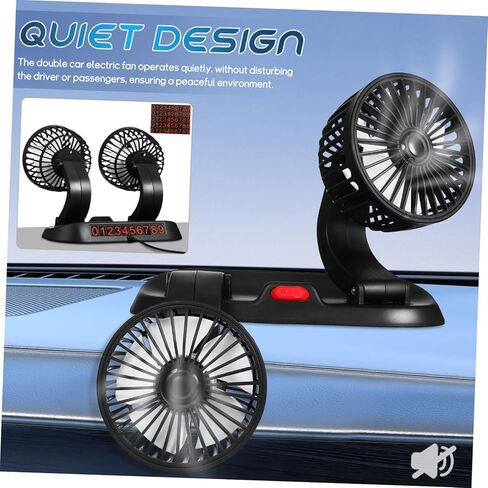 Lurrose Dual Head Car Cooling Fan USB Powered Speed Portable Dashboard Fan with Rotatable Design for Sedan Suv Truck Interior in Saudi Arabia