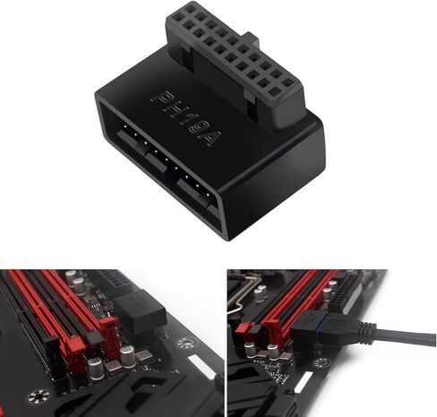 USB 3.0 19/20pin ذكر إلى أنثى تمديد محول بزاوية 90 درجة محول لمقبس توصيل اللوحة الأم in Kuwait