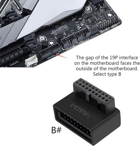 USB 3.0 19/20pin ذكر إلى أنثى تمديد محول بزاوية 90 درجة محول لمقبس توصيل اللوحة الأم in Kuwait