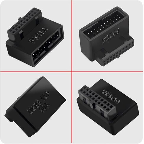 USB 3.0 19/20pin ذكر إلى أنثى تمديد محول بزاوية 90 درجة محول لمقبس توصيل اللوحة الأم in Kuwait