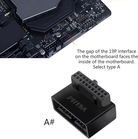 USB 3.0 19/20pin ذكر إلى أنثى تمديد محول بزاوية 90 درجة محول لمقبس توصيل اللوحة الأم in Kuwait