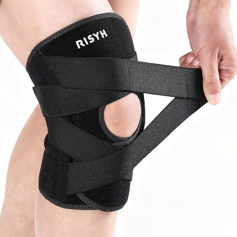 Knee Brace for Women Men Adjustable Cross Strap, Knee Braces for Meniscus Tear, Knee Pain Support with Side Stabilizers, Relieves ACL, MCL, Arthritis, Knee Pain for Patella Stability in Saudi Arabia