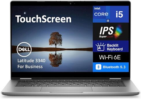 كمبيوتر محمول Dell Latitude 3340 Business 2 في 1 بشاشة لمس 13.3 بوصة IPS FHD (Intel i5-1335U، 16 جيجابايت LPDDR5، 512 جيجابايت PCIe SSD، لوحة مفاتيح بإضاءة خلفية، WiFi 6E، كاميرا ويب، بلوتوث 5.3، ويندوز 11 برو) in Kuwait