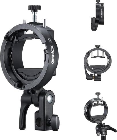 Godox S3 Bracket Bowens Mount Universal Speedlite Flash Bracket Holder for Godox AD200 AD200Pro II AD300Pro TT685II TT350 V350 V480 V860II V860III Speedlight in Saudi Arabia