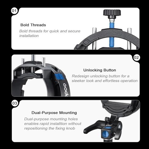 Godox S3 Bracket Bowens Mount Universal Speedlite Flash Bracket Holder for Godox AD200 AD200Pro II AD300Pro TT685II TT350 V350 V480 V860II V860III Speedlight in Saudi Arabia