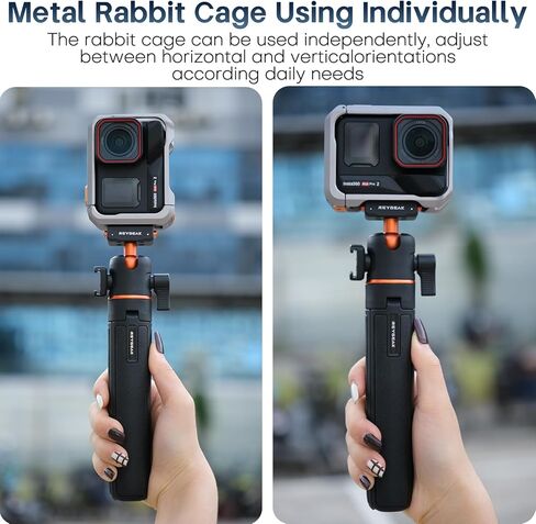 REYGEAK لـ Insta360 Ace Pro 2/Ace Pro مجموعة قبضة الشارع، مجموعة مقبض من الألومنيوم Ace Pro 2 (قفص معدني + مقبض كاميرا) مغناطيسي سريع الفك، فتحة بطاقة محفوظة، تصميم مقبض مريح in Kuwait