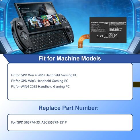 ANTIEE AEC555779-3S1P تبديل البطارية لـ GPD Win 3/4 2023 565774-3S 45.05W 11.55V 3900mAh مع أدوات التثبيت in Saudi Arabia