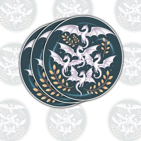 3 Pcs Flying Dragon Fantasy Book Readers Sticker Gifts for Fantasy Book Lovers, Enthusiasts, Novel Fans, Bookworm Gift Seekers, Adventure Enthusiasts for Laptop, Water Bottle, Tumbler – 3"x3" in Saudi Arabia