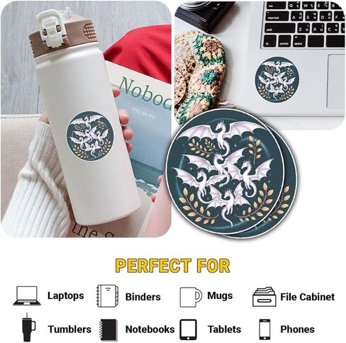 3 Pcs Flying Dragon Fantasy Book Readers Sticker Gifts for Fantasy Book Lovers, Enthusiasts, Novel Fans, Bookworm Gift Seekers, Adventure Enthusiasts for Laptop, Water Bottle, Tumbler – 3"x3" in Saudi Arabia
