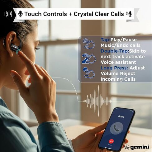 Gemini Sound Open Ear Bluetooth 6.0 Headphones – Wireless Earbuds for Running, Workout & Sports, 24H Playtime, Over Ear Secure Fit, Never Fall Out, Dual Drivers, USB-C Charging Case (GEBX-200) in Saudi Arabia