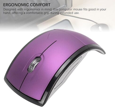 VBESTLIFE Folding Wireless Mouse, 2.4G Travel Mouse, Portable Ergonomic Computer Mouse Compatible with Notebook, PC, Computer (Violet) in Saudi Arabia