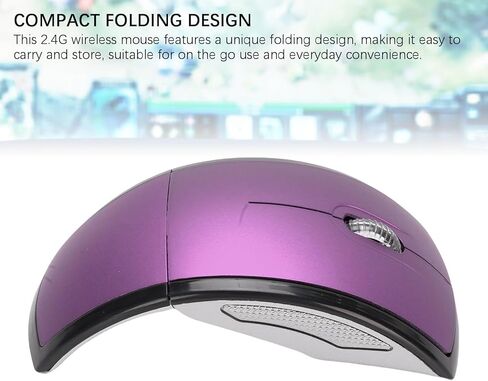 VBESTLIFE Folding Wireless Mouse, 2.4G Travel Mouse, Portable Ergonomic Computer Mouse Compatible with Notebook, PC, Computer (Violet) in Saudi Arabia