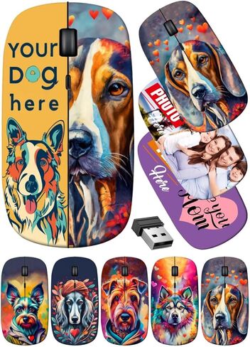maizi Custom Wireless Mouse for MacBook Computer Personal, Mice for 10383569 Funny Little Dog on b 2.4G Portable with USB Receiver Printed in USA in Saudi Arabia