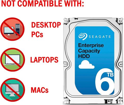 Seagate Enterprise Capacity 6TB | SAS Interface for Servers | ST6000NM0285 | 7.2K 12Gb/s 256MB Cache 3.5in 512e | Secure SED-FIPS Model | Enterprise Internal Hard Drive HDD (Renewed) in Kuwait