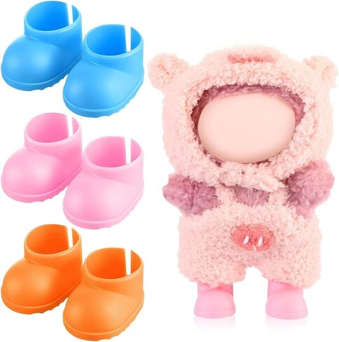 6 Pairs Cute Doll Shoes for 17cm Dolls Mini Rain Boots Fit Perfectly on 15cm/17cm Standing Sitting Series Multi Color Plastic Boots Cute Clothes Accessories (Multicolor) in Saudi Arabia
